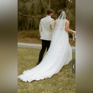 Very sheer raw edge 9 ft. Cathedral wedding veil